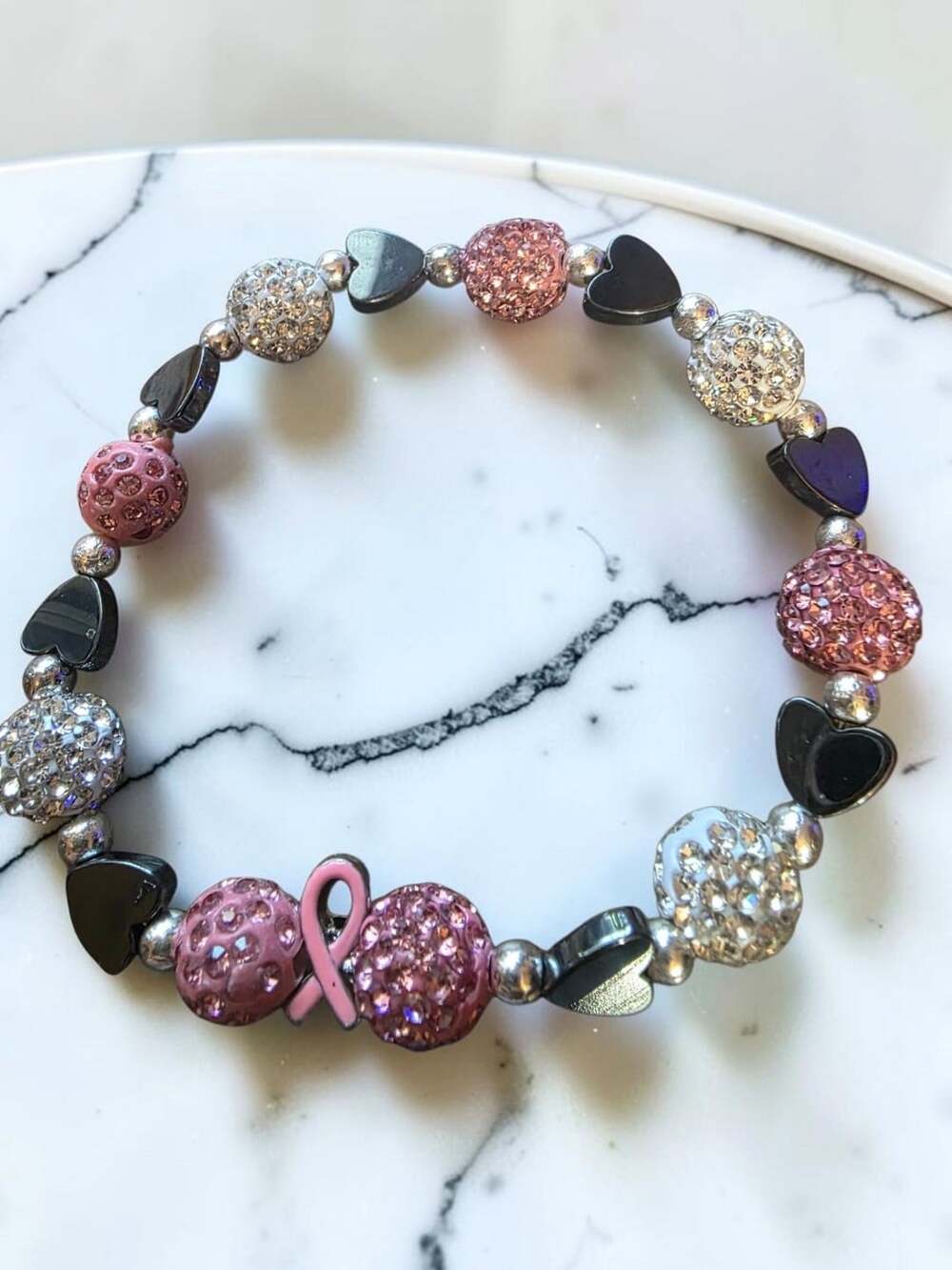 Breast Cancer Awareness Crystal Rhinestone Heart Bracelet